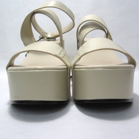 Zara SRPLS Collection NEW Women's Size 6.5 37 Cream Platform Leather Sandals - Picture 9 of 16